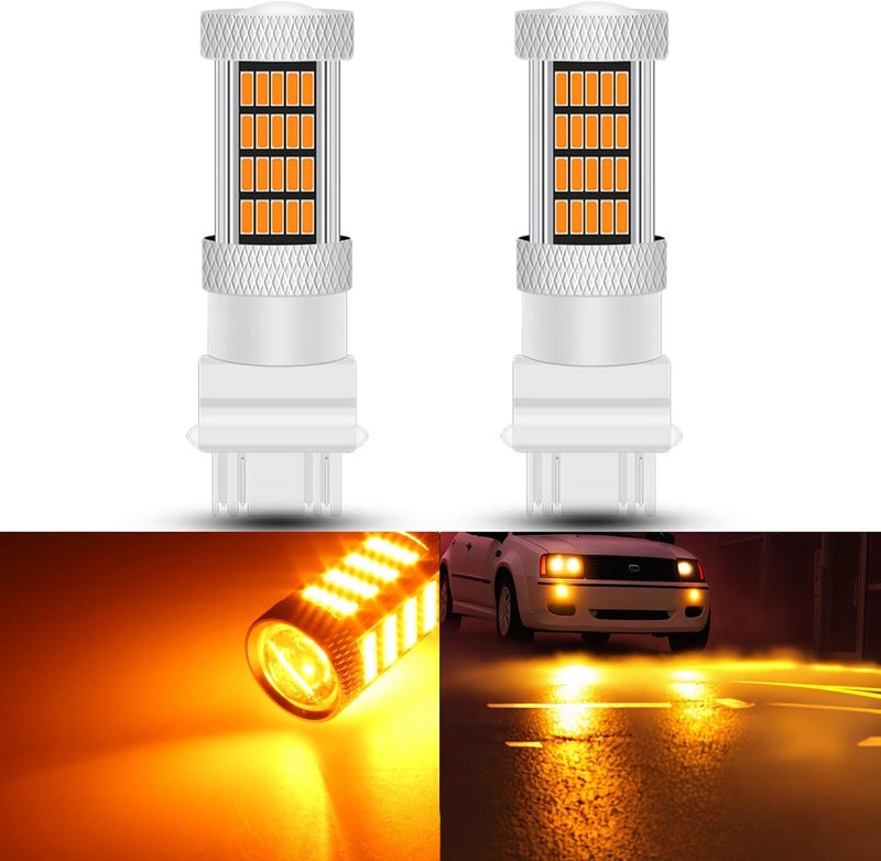 GLOFE High Power 92smd LED Bulbs 3000K Amber Yellow 3157 3156 4157 4057 Front Rear Turn Signal Blinker Marker DRL Daytime Running Light LED Bulb Lamp Replacement for Cars,Trucks, SUVs, Vans - Image 1